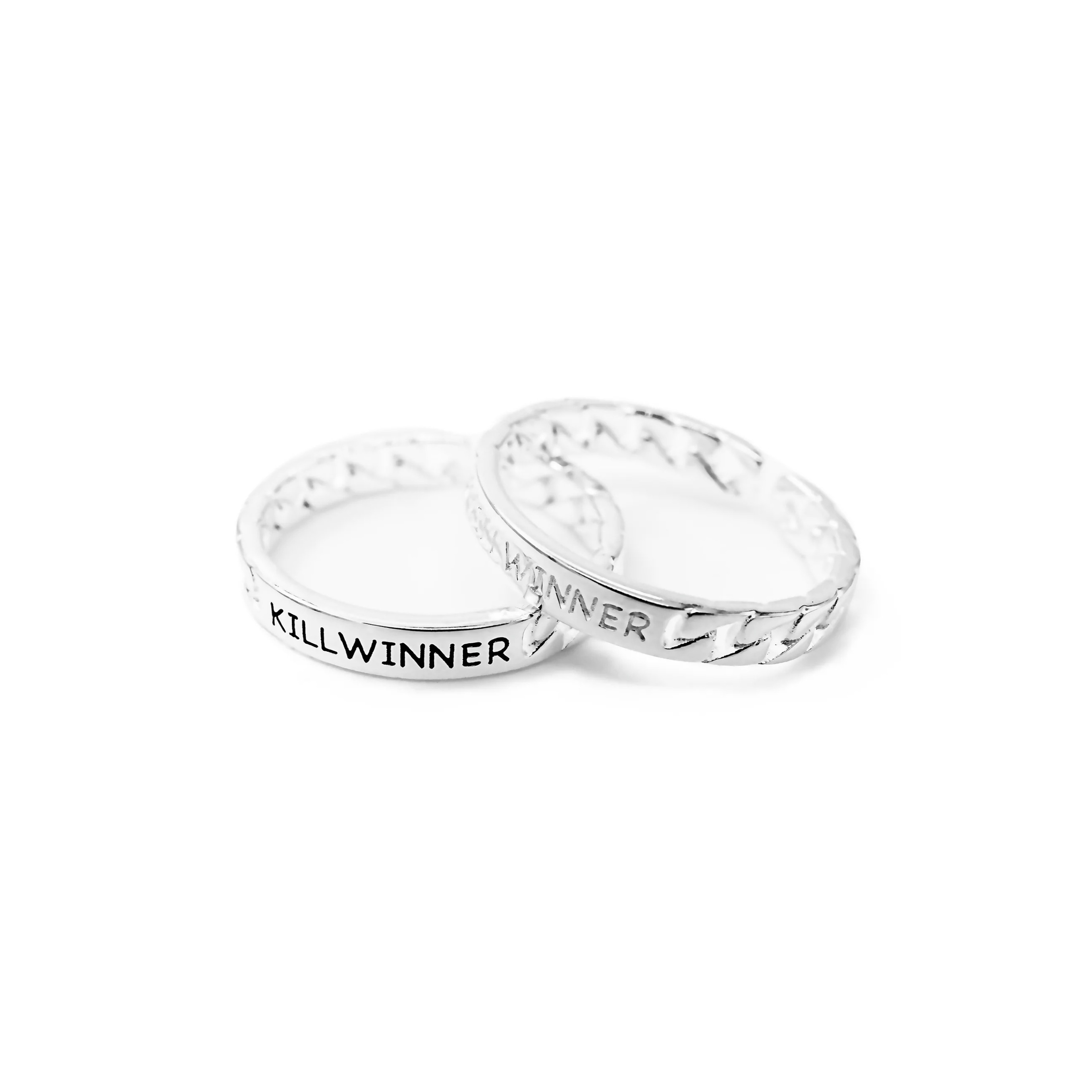 Killwinner 环形S925银字母镂空开口可调情侣戒指 K2021sp010