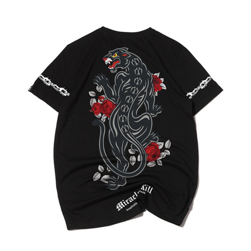 MIRACLE KILL   潮牌双刀黑豹印花短袖T恤  MK-220110T-64
