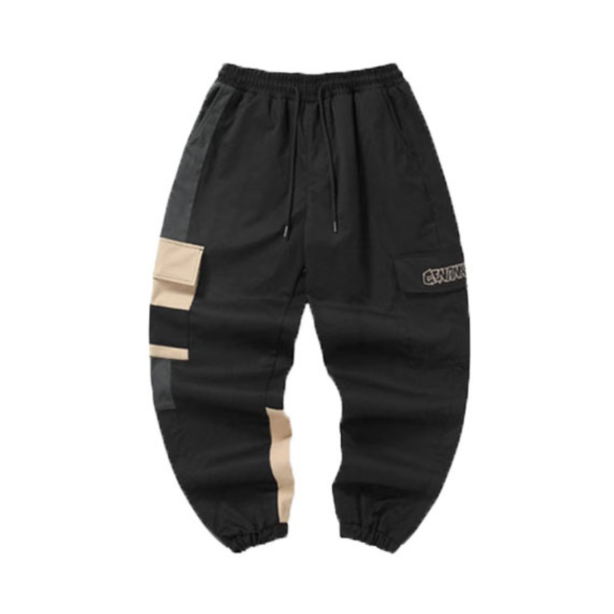 Genanx 拼接口袋松紧带束脚运动裤 LP579Y-2