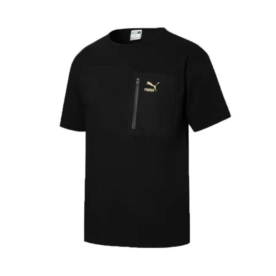 Puma 口袋拉链圆领落肩袖短袖 534002