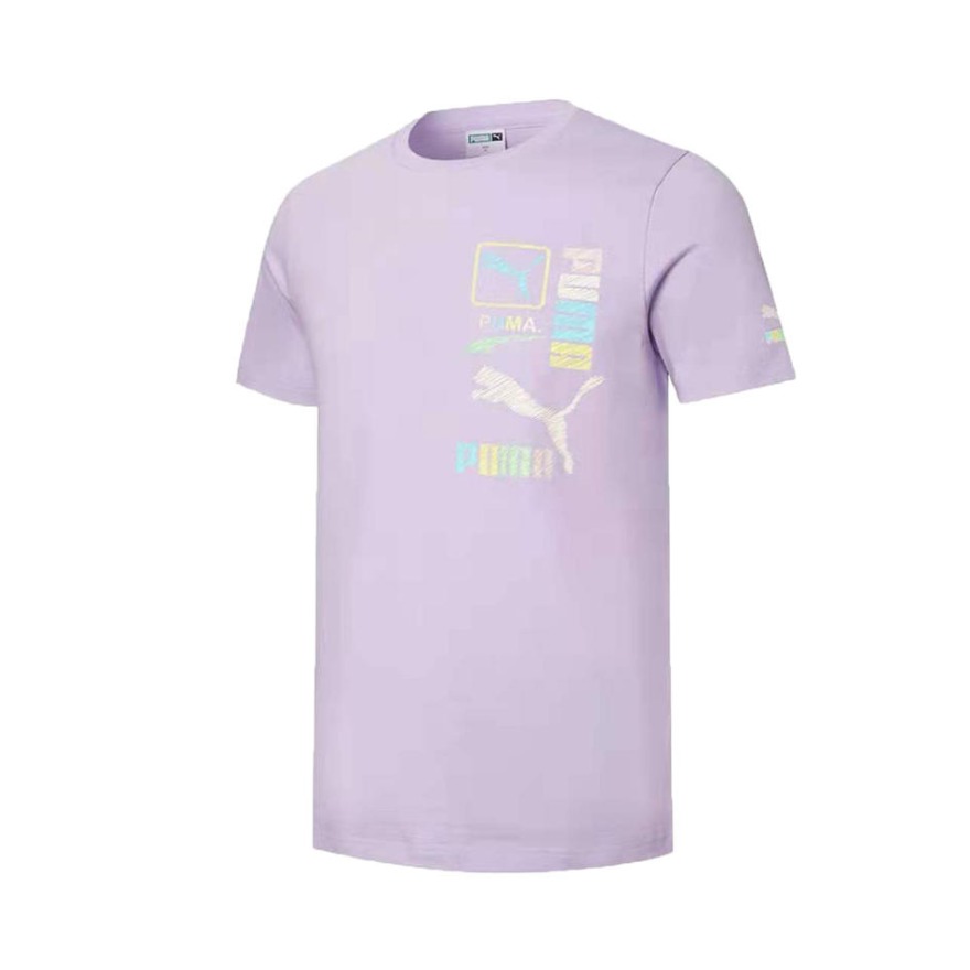 Puma 徽标Logo字母印花运动情侣圆领短袖T恤 男女同款 533999