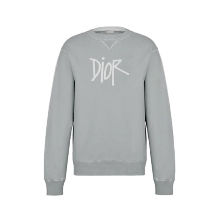 Stussy X Dior/迪奥 2024AW 联名款字母Logo印花圆领卫衣