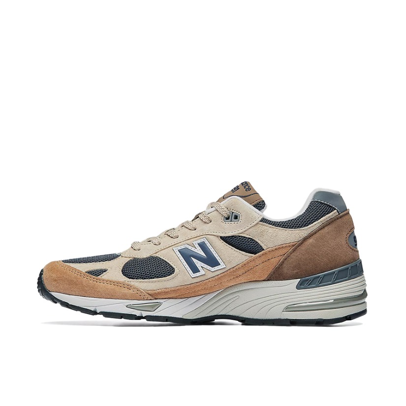 推荐商品：New Balance 991 跑鞋 舒适减震防滑耐磨织物网布透气经典复古休闲运动百搭通勤贴合 卡其/蓝色
