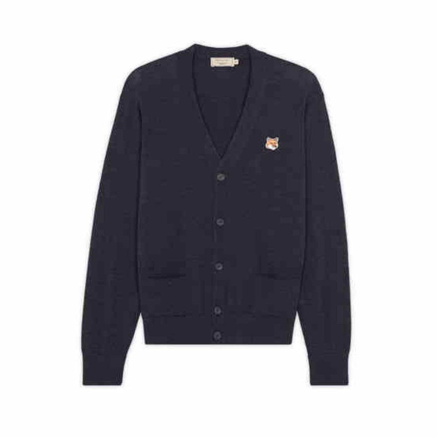 Maison Kitsune 狐狸头单排扣V领羊毛开襟衬衫 男女同款 GU00542KT1036