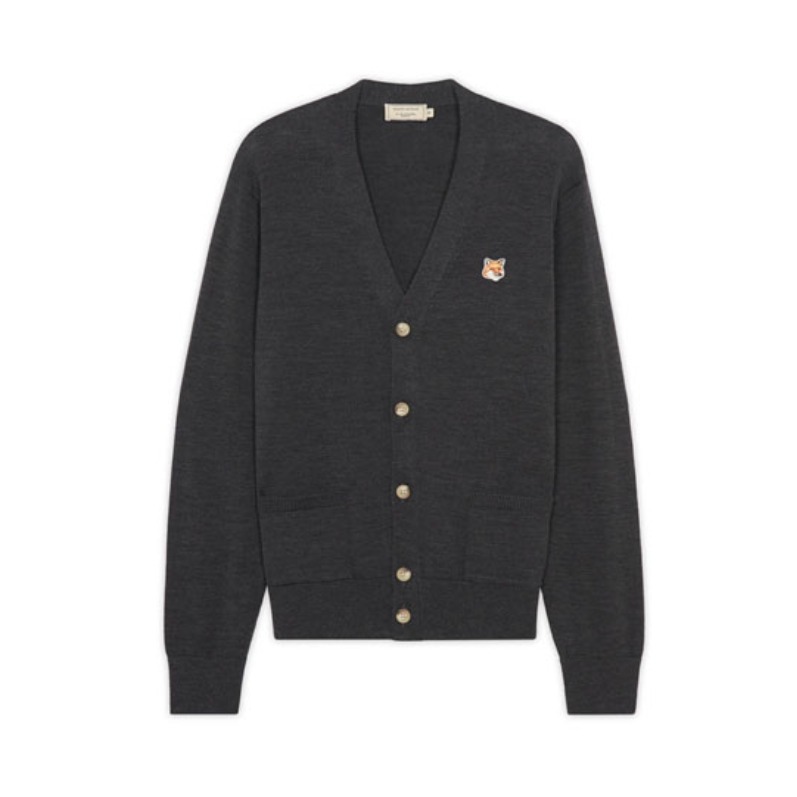 Maison Kitsune 经典狐狸头V领羊毛针织开衫GU00542KT1036
