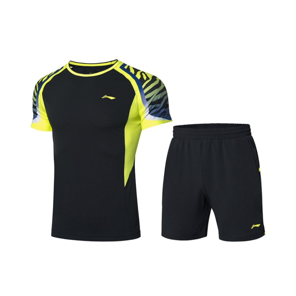 Li Ning 男士羽毛球比赛短袖短裤套装 AATN013