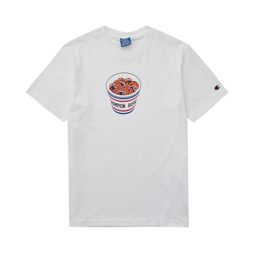 Champion/冠军 经典趣味印花情侣圆领短袖T恤 男女同款 216034-677255