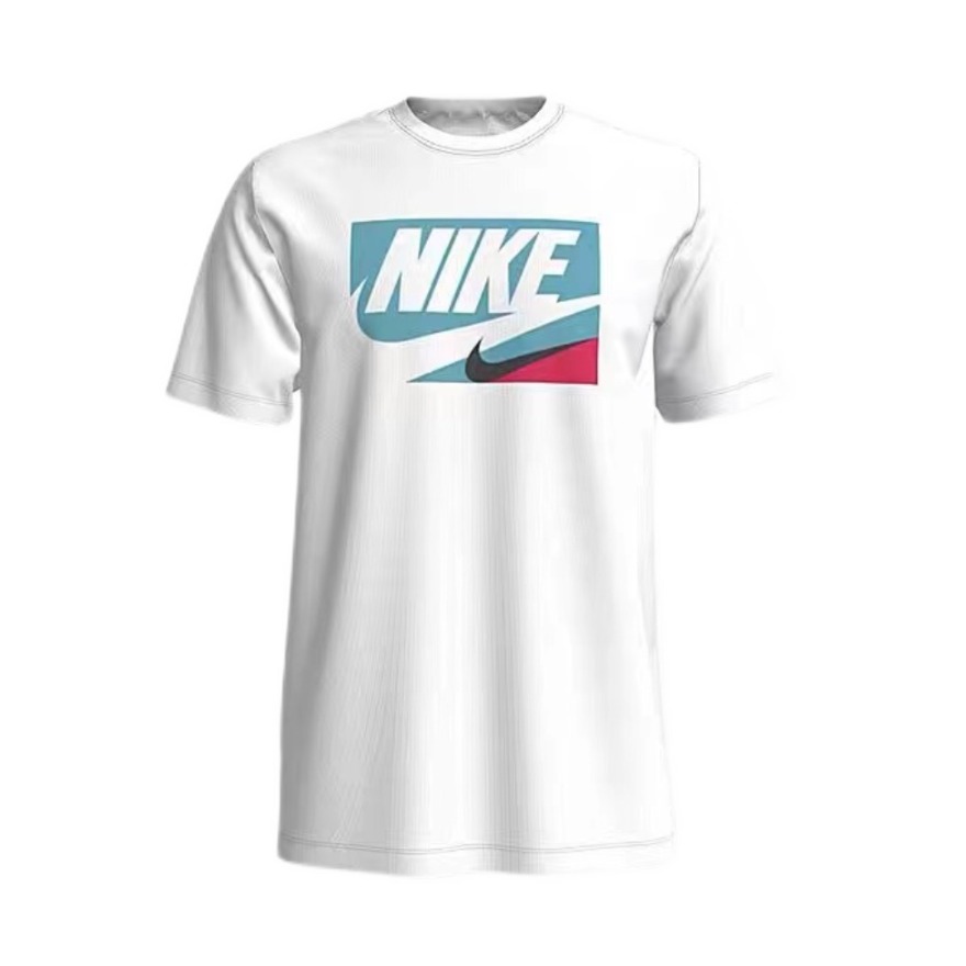 Nike 双钩纯棉运动字母Logo圆领短袖T恤 DD9156