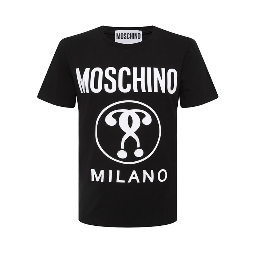Moschino 大LOGOO圆领棉质双问号图案印花短袖T恤 男女同款 A0712 2039