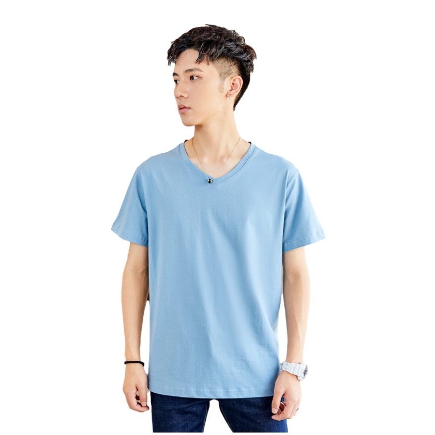 真维斯 风休闲百搭V领纯色短袖T恤  JY02173217310K2 
