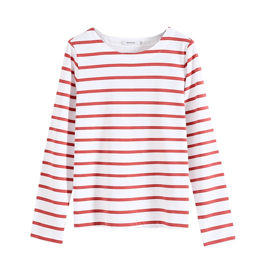 Jeanswest 全棉平纹布条纹长袖T恤 JW03271512