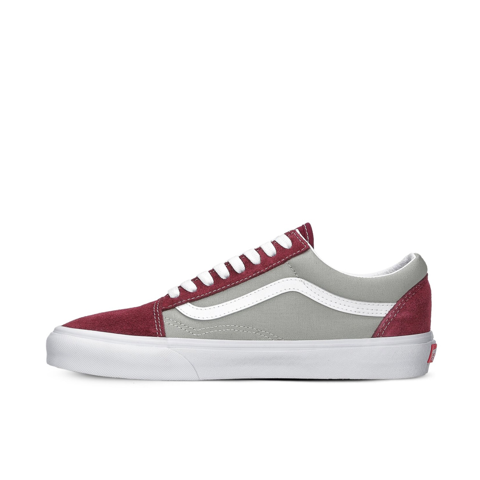 推荐商品：Vans/范斯 Old Skool 滑板鞋 板鞋 轻便防滑复古舒适经典 酒红/灰色/拼接