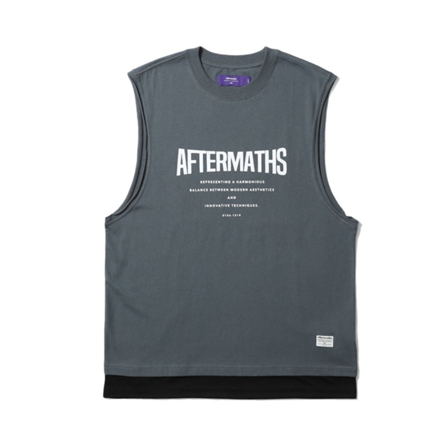 Aftermaths 拼接撞色字母印花圆领背心 00166XG