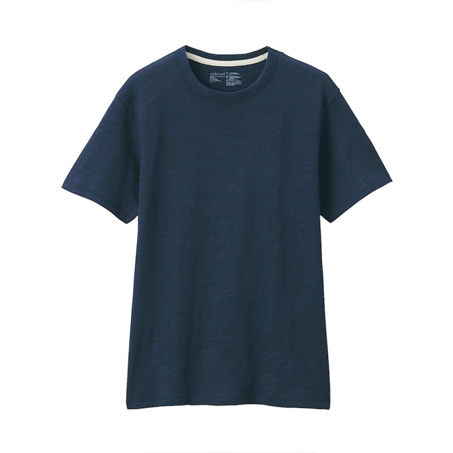 MUJI 粗细不均棉线天竺编织圆领短袖T恤 ABA03A1S