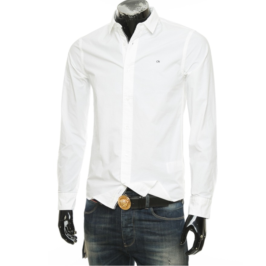 Calvin Klein 修身纯色长袖衬衫 K10K105984