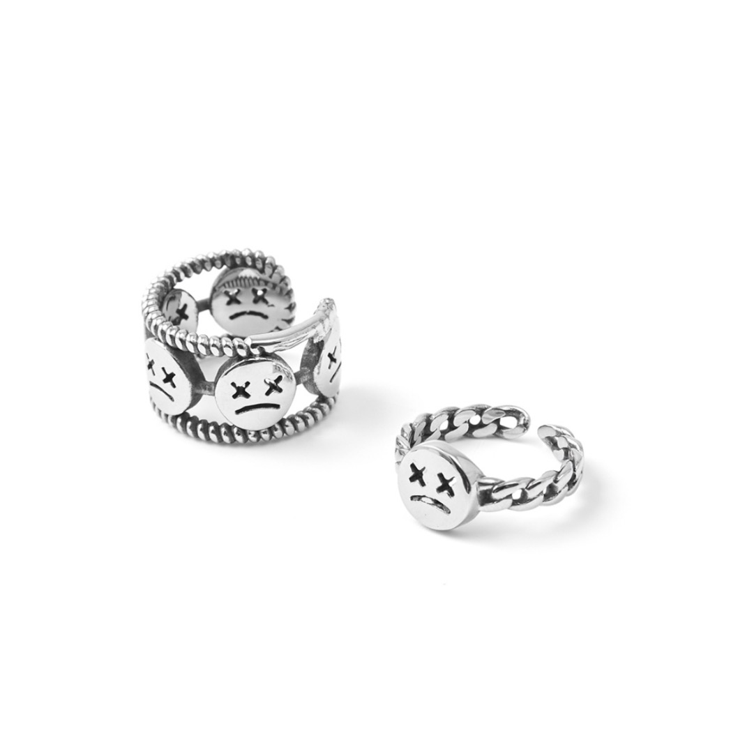 PCMY 叉叉脸编织开口戒指 S0933