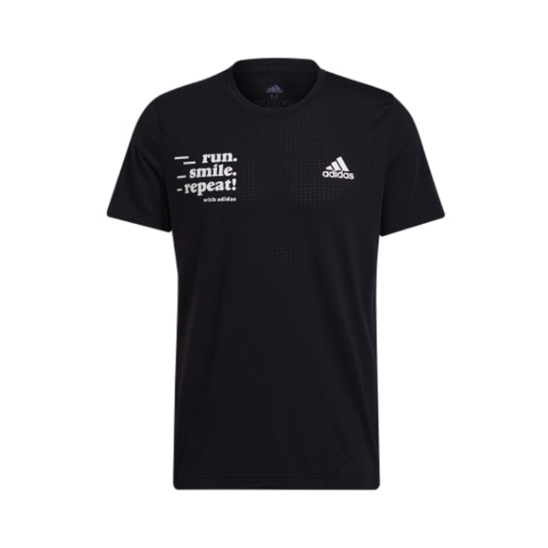adidas 透气跑步圆领运动训练短袖T恤 GU0285