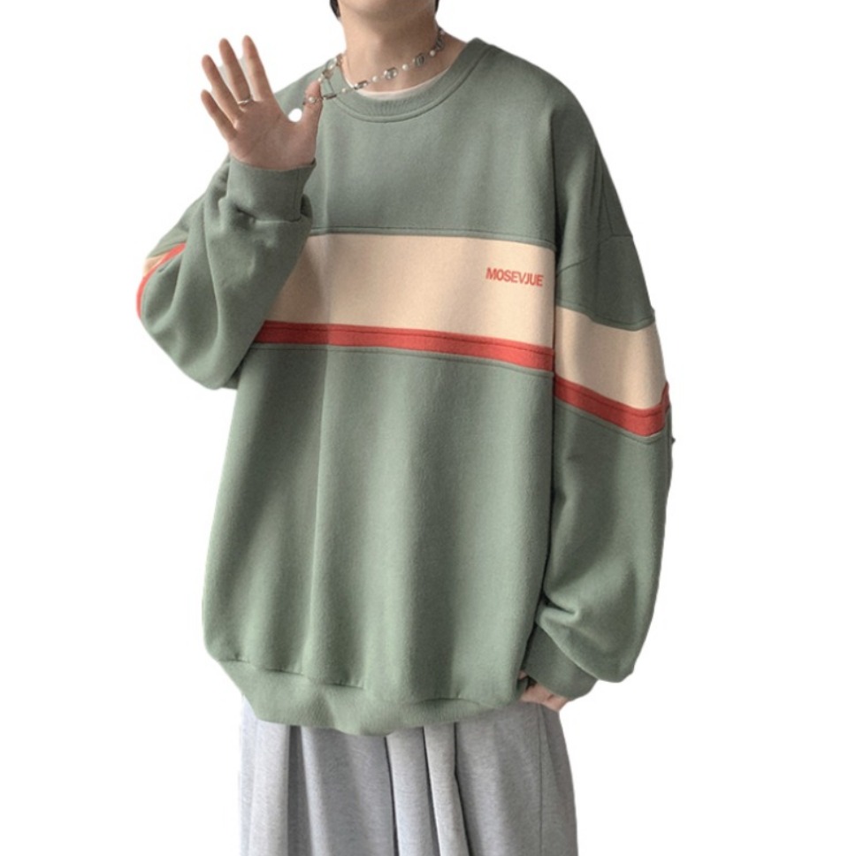 港仔文艺男 拼接撞色圆领卫衣 ZGJF-210125-6