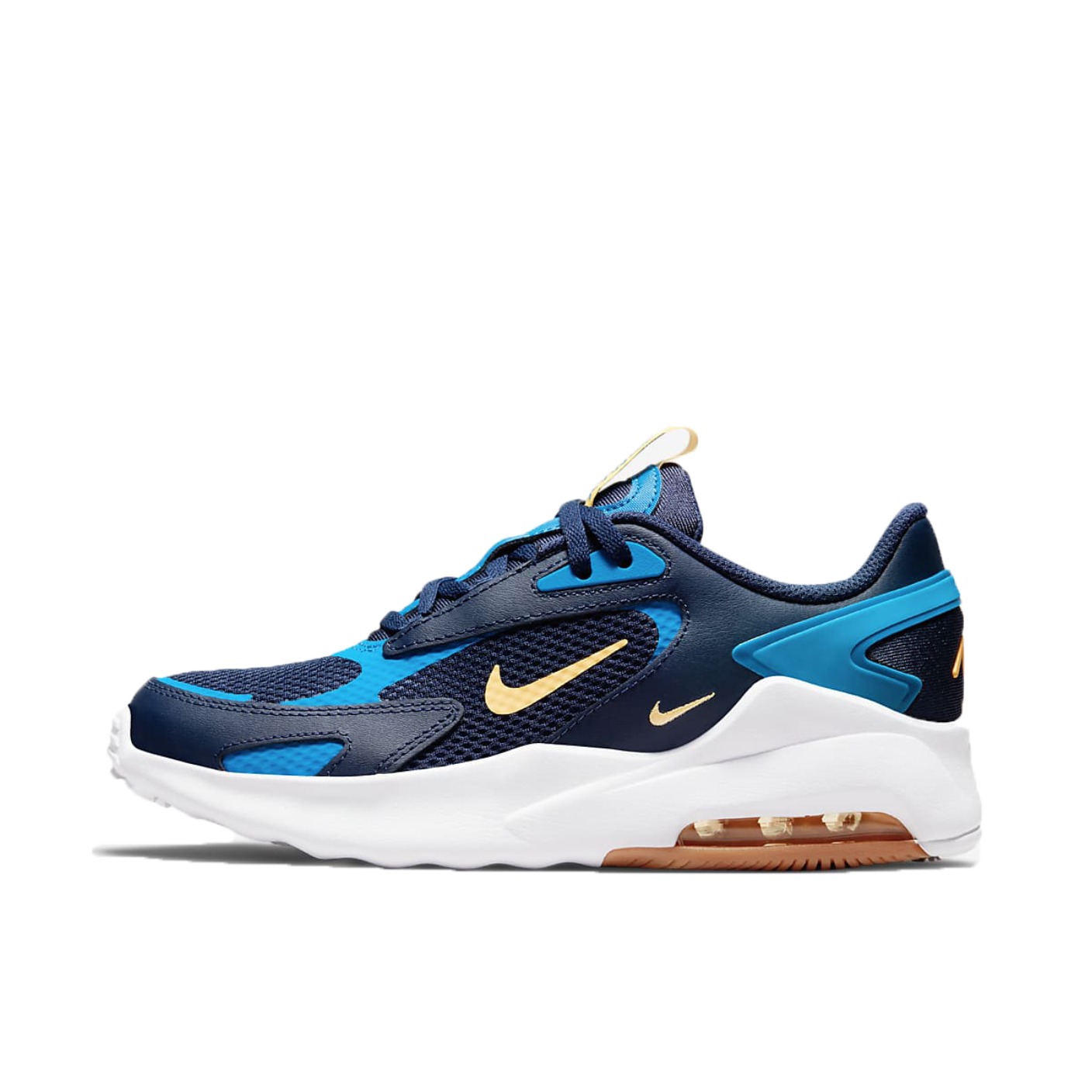 推荐商品：Nike Air Max Bolt 跑鞋 气垫缓震防滑耐磨轻便透气支撑织物 GS/藏青/白色