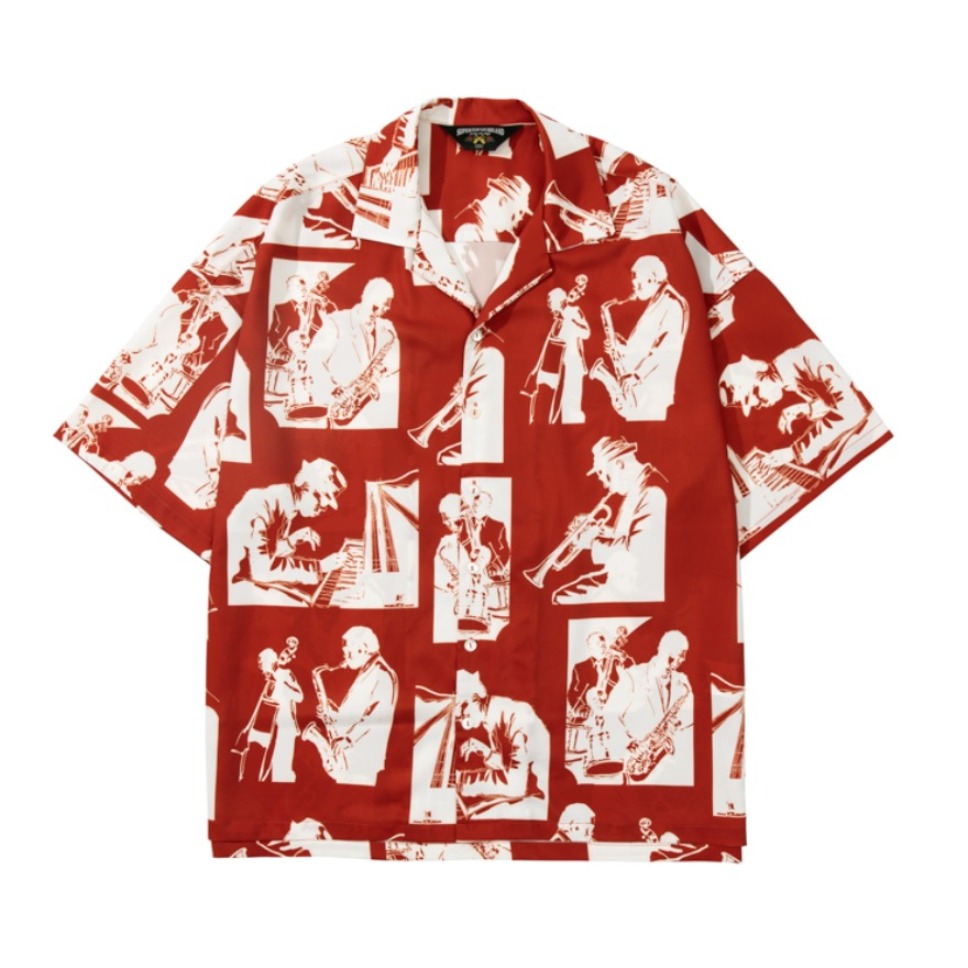 SUPERTOFU(SPTF) ALOHA音乐主题人像图案短袖衬衫 男女同款