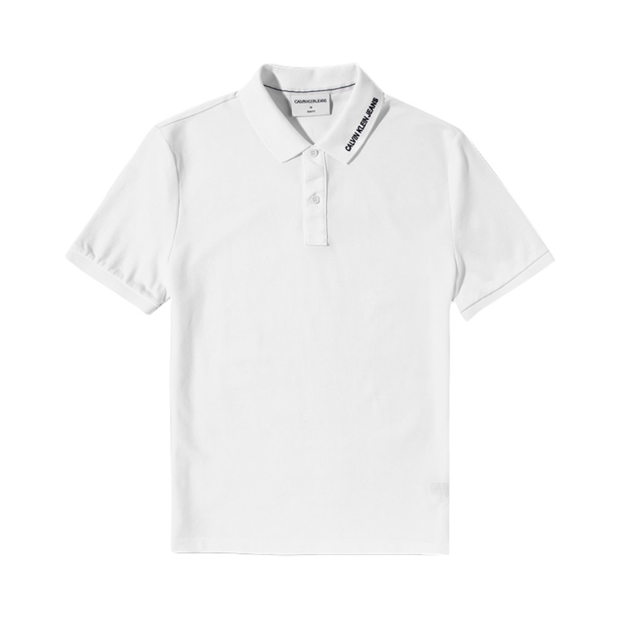 Calvin Klein 简约印花刺绣翻领纯棉短袖T恤 男女同款 J315093