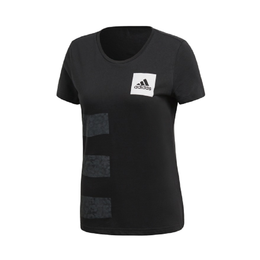 adidas 针织棉质透气 LOGO圆领短袖T恤 CV4574