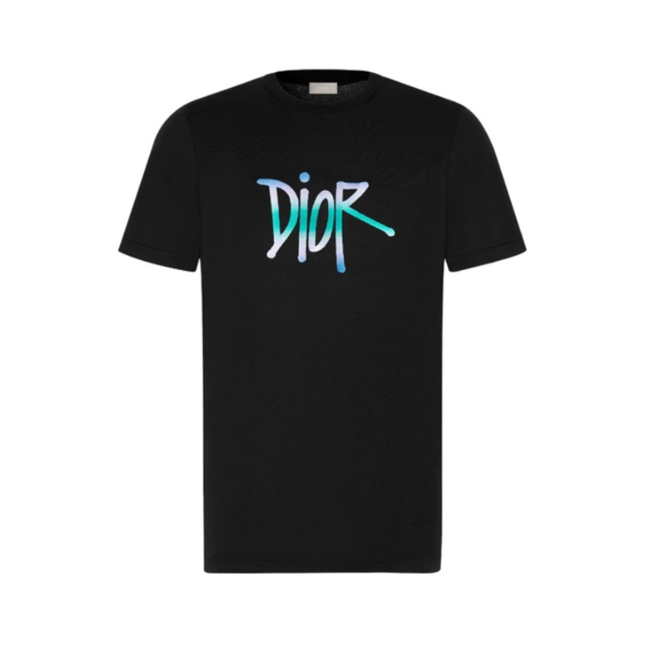 Stussy x Dior 联名合作款渐变多色刺绣短袖T恤 男女同款