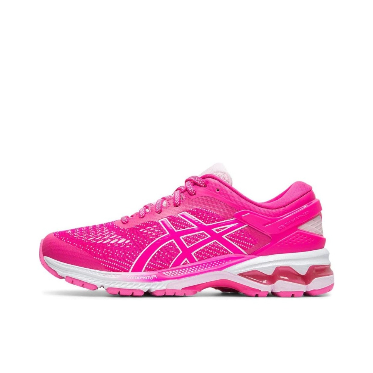 推荐商品：Asics/亚瑟士 Gel-Kayano 26 跑鞋 减震回弹防滑耐磨舒适透气支撑稳定织物圆头 女款/粉色/白色