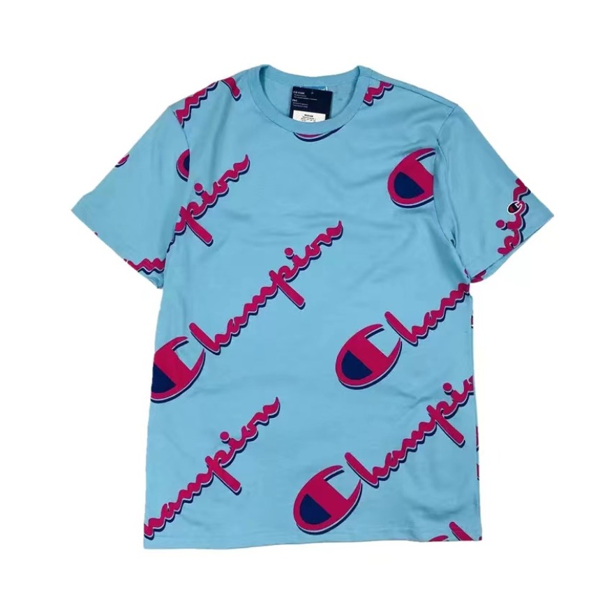 Champion 满印斜logo短袖 男女同款