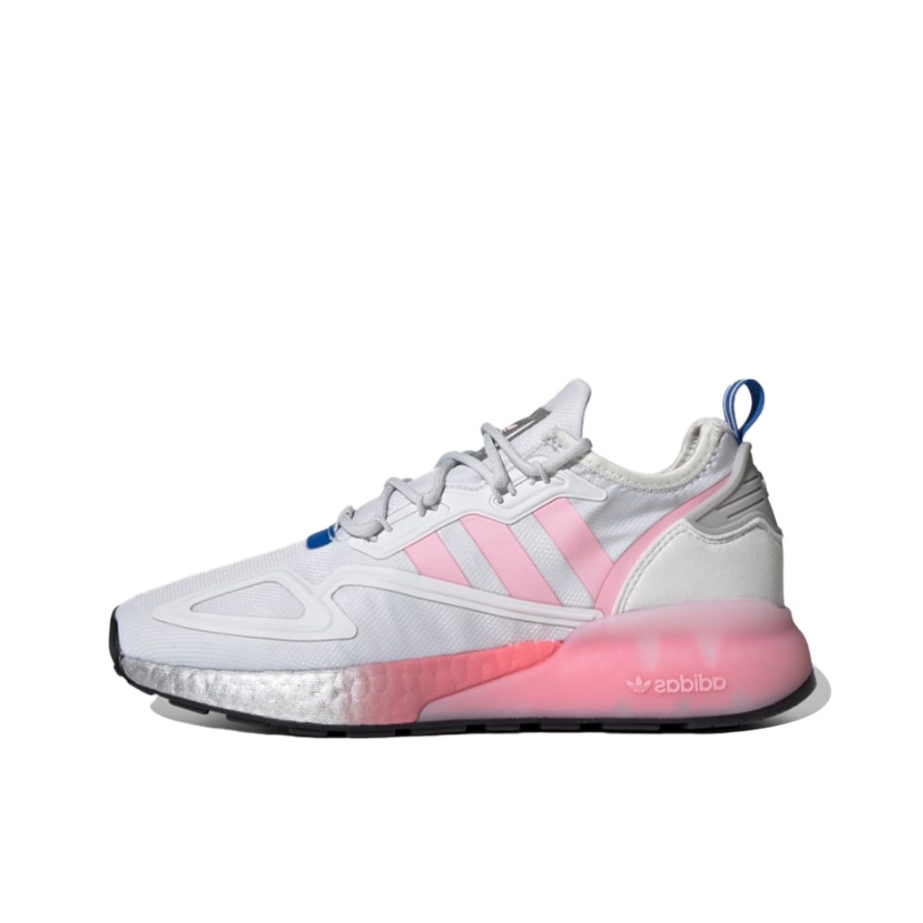 推荐商品：adidas Originals ZX 2K Boost 缓震轻便 透气 织物 跑鞋 女款/白色/粉色/蓝色/银色