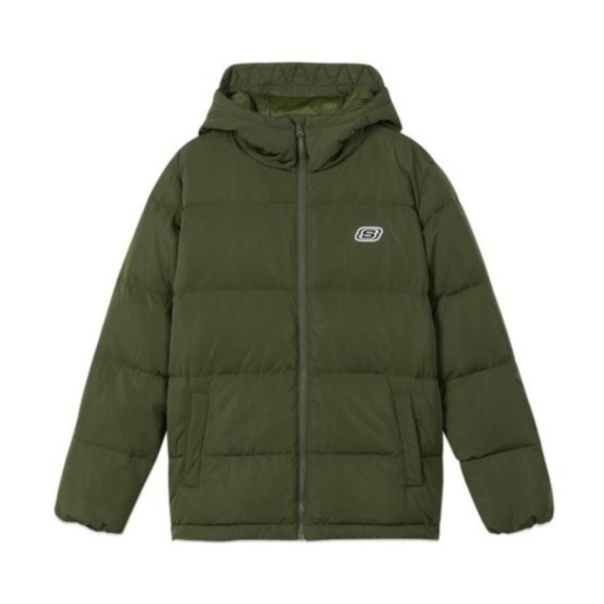 【张真源同款】Skechers 宽松梭织连帽短款保暖面包羽绒服 男女同款 L420M146