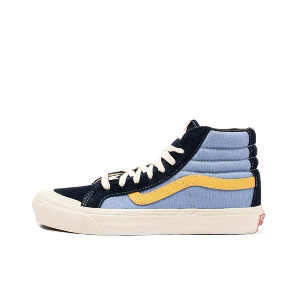 推荐商品：Vans/范斯 SK8-Hi 板鞋 潮流经典拼接复古街头厚底 藏蓝/浅蓝/黄色