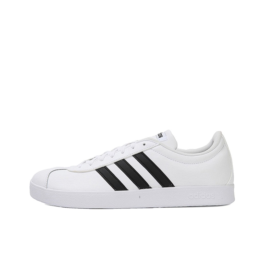推荐商品：adidas VL Court 2.0 T头鞋 德训鞋 板鞋 百搭轻便复古防滑耐磨轻运动合成革圆头平跟 White/Core Black 白黑