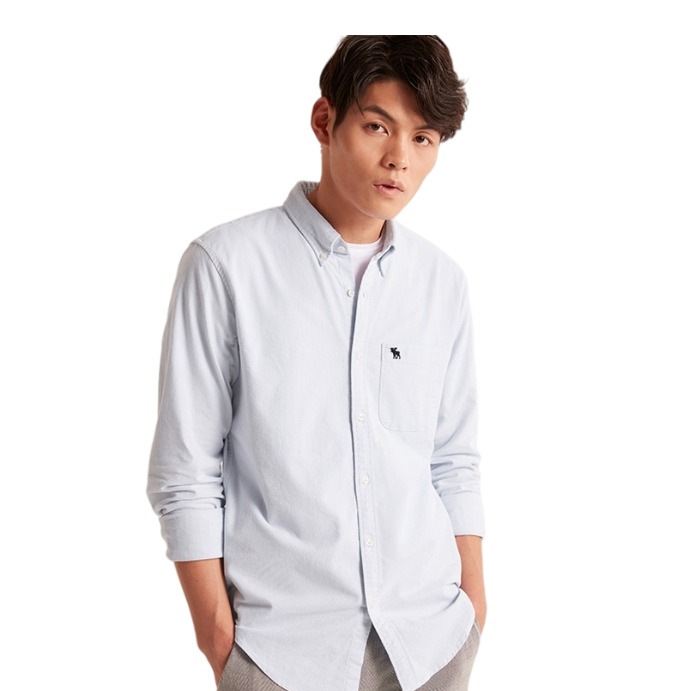 Abercrombie Fitch 修身长袖牛津纺衬衫 男女同款