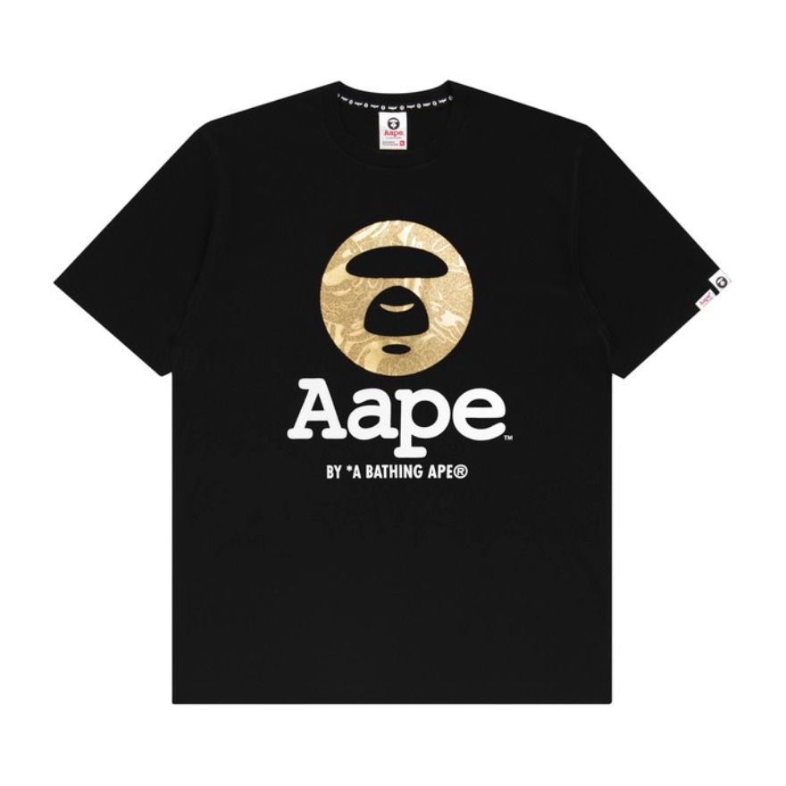 Aape 猿人烫金字母印花圆领短袖T恤 男女同款 0432