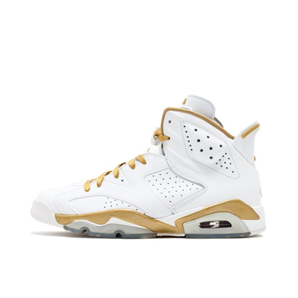 推荐商品：Air Jordan 6 运动休闲鞋 复古耐磨防滑缓震支撑合成革 Golden Moments 夺冠套装单飞/白色/金色 