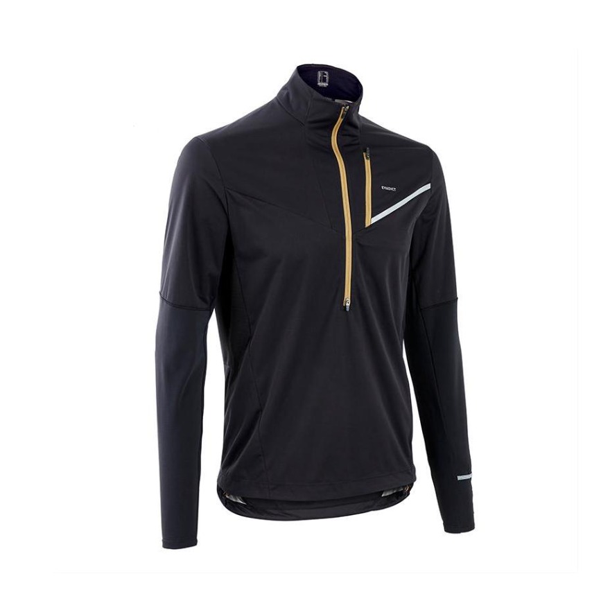 迪卡侬 男士恒温保暖户外软壳口袋训练徒步越野跑步运动长袖T恤  8503058