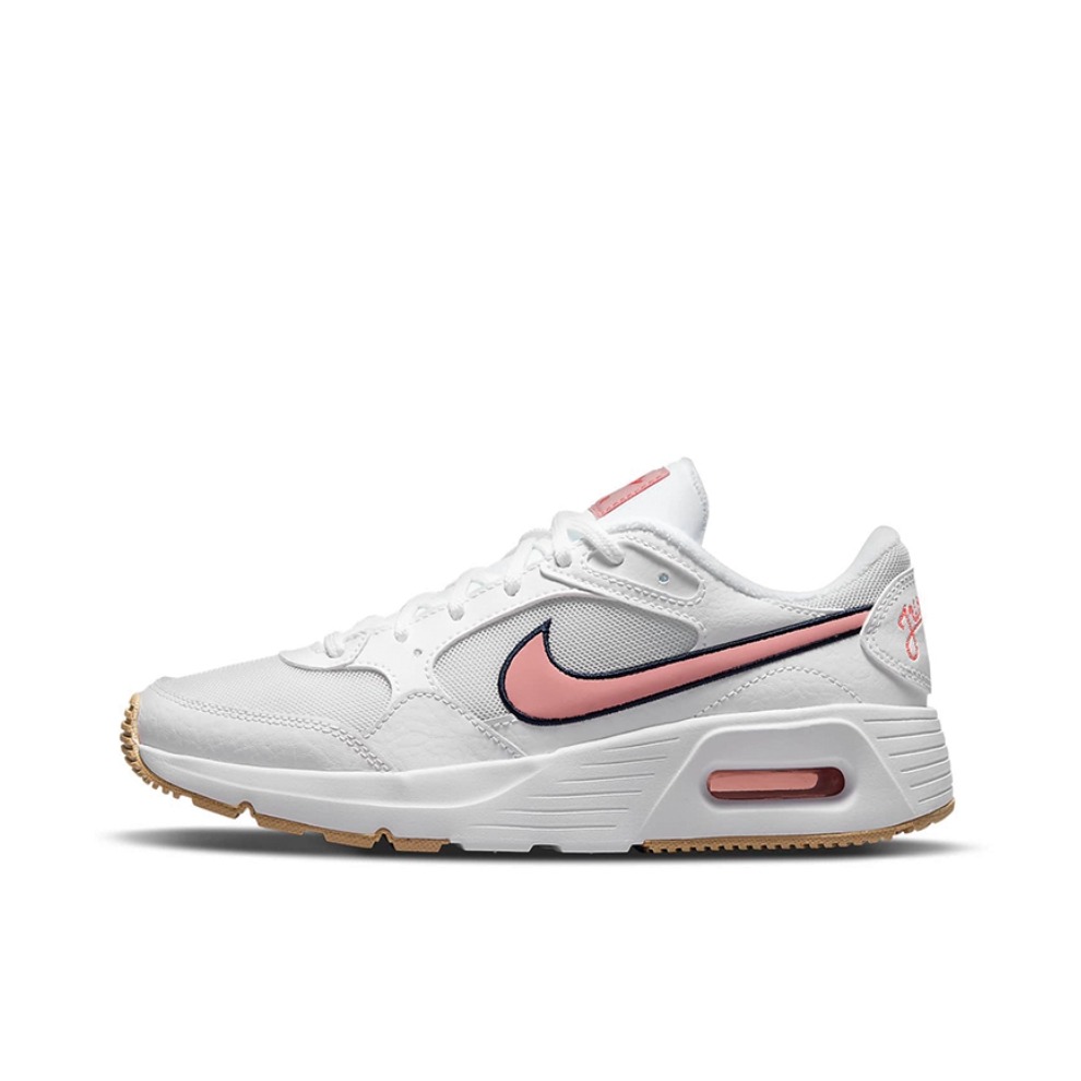推荐商品：Nike Air Max SC 防滑耐磨 舒适缓震 网布透气 织物 气垫 减震 复古 合成革 耐穿 运动休闲鞋 GS/白色/釉粉