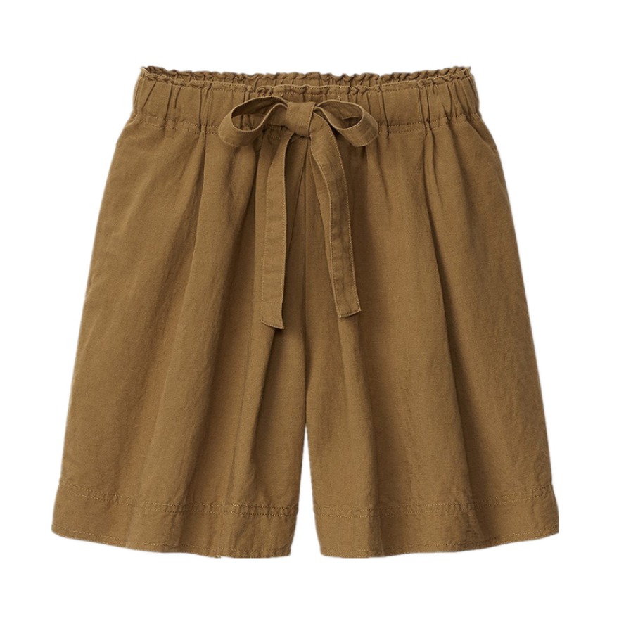 UNIQLO 女装 麻混纺打褶短裤 438109