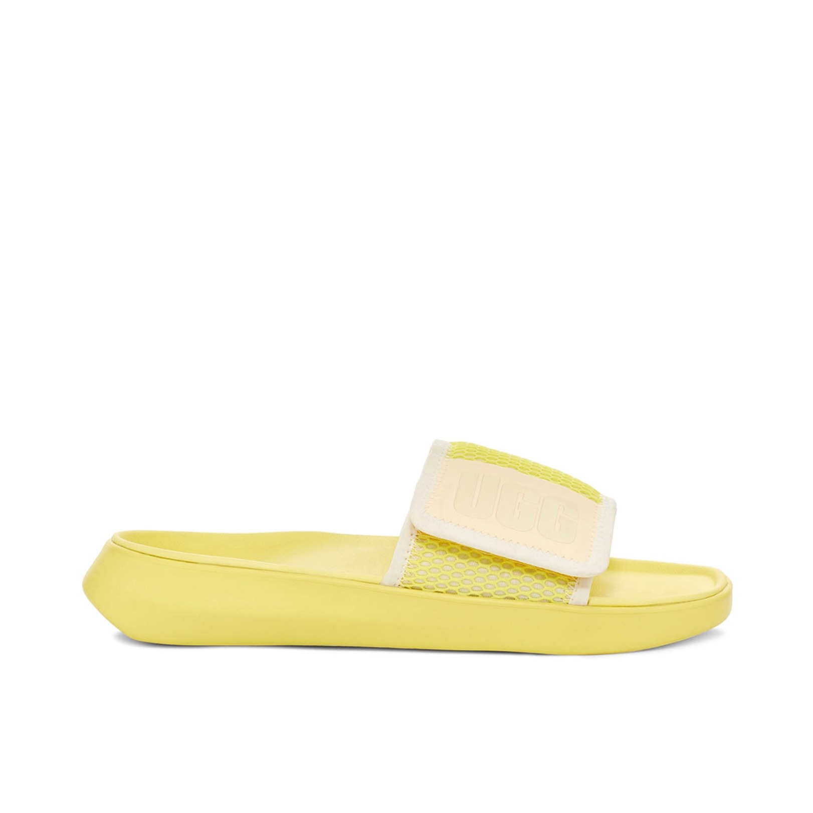 推荐商品：UGG LA Light Slide 舒适柔软 网布 时尚防磨 橡胶底 一字拖鞋 白色/黄