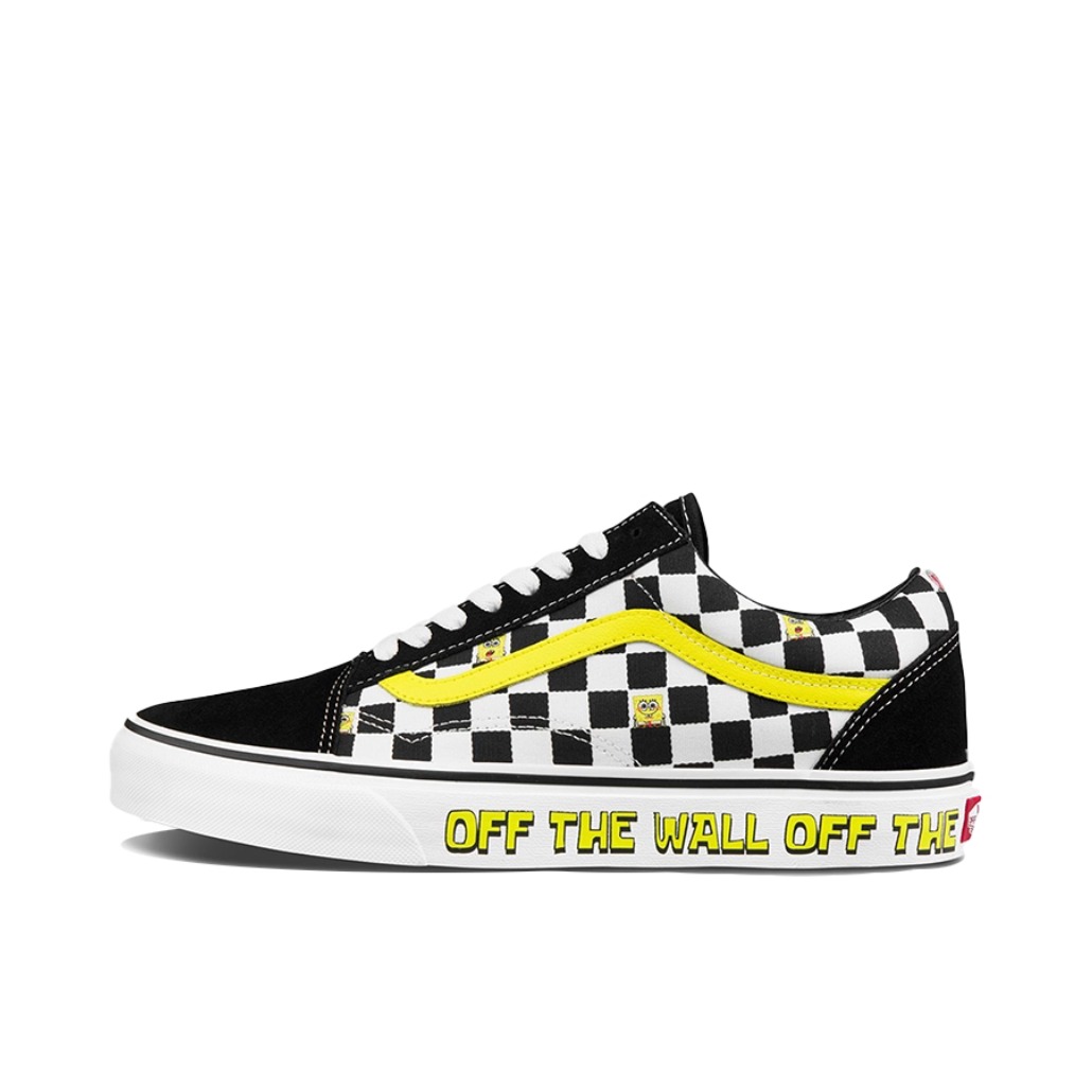 推荐商品：Vans/范斯 Old Skool 滑板鞋 板鞋 轻便防滑复古舒适经典 海绵宝宝联名/黑色/黑白棋盘格
