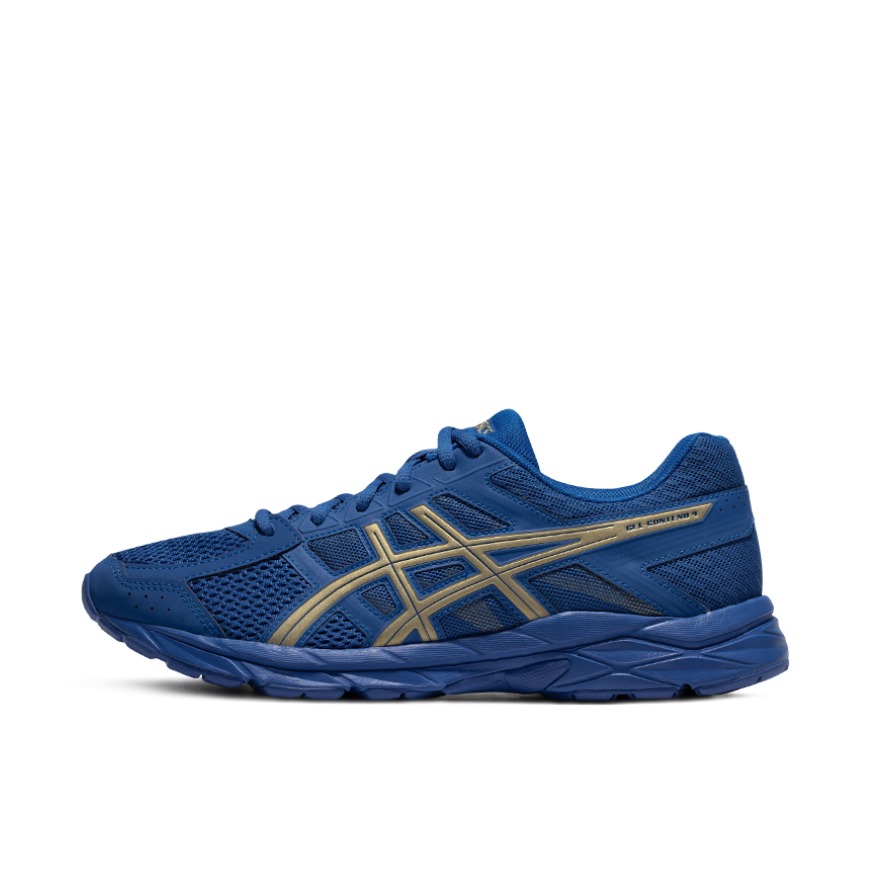 推荐商品：Asics/亚瑟士 Gel-Contend 4 跑鞋 慢跑网面透气缓震回弹复古轻便耐磨 蓝色/金色