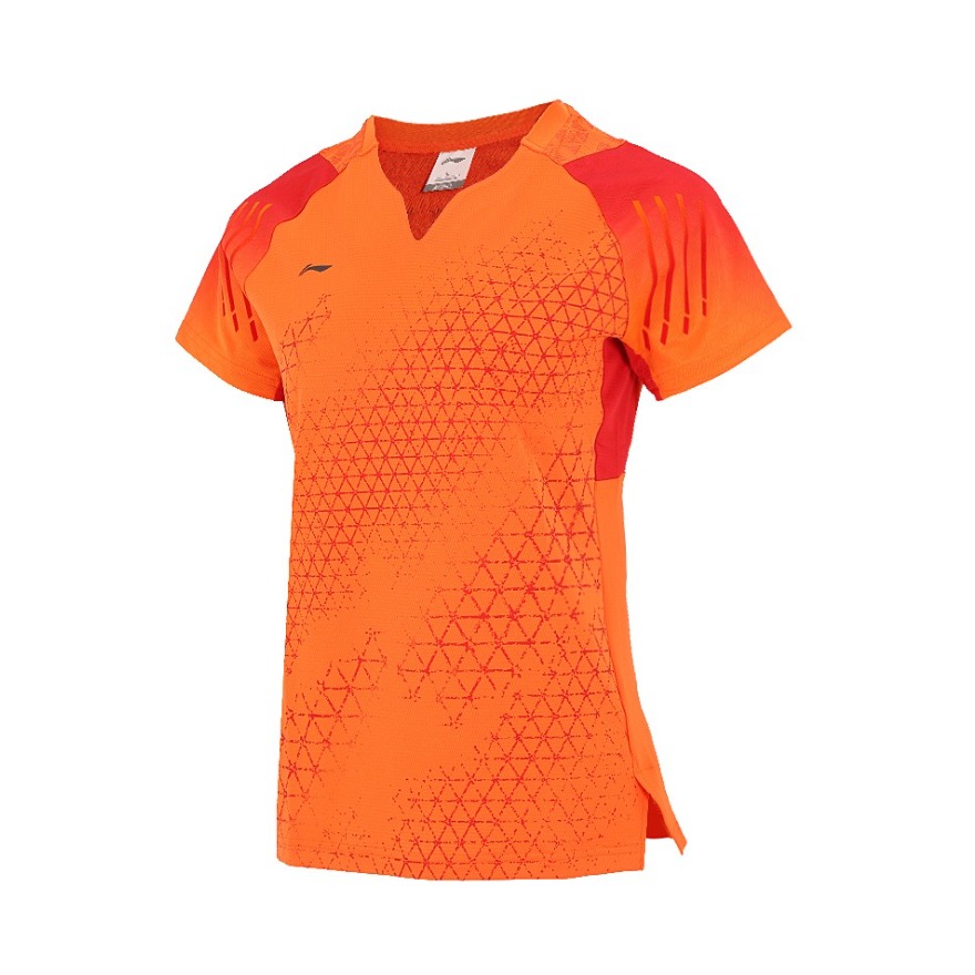 Li Ning 羽毛球服比赛服透气速干V领短袖T恤 AAYQ004