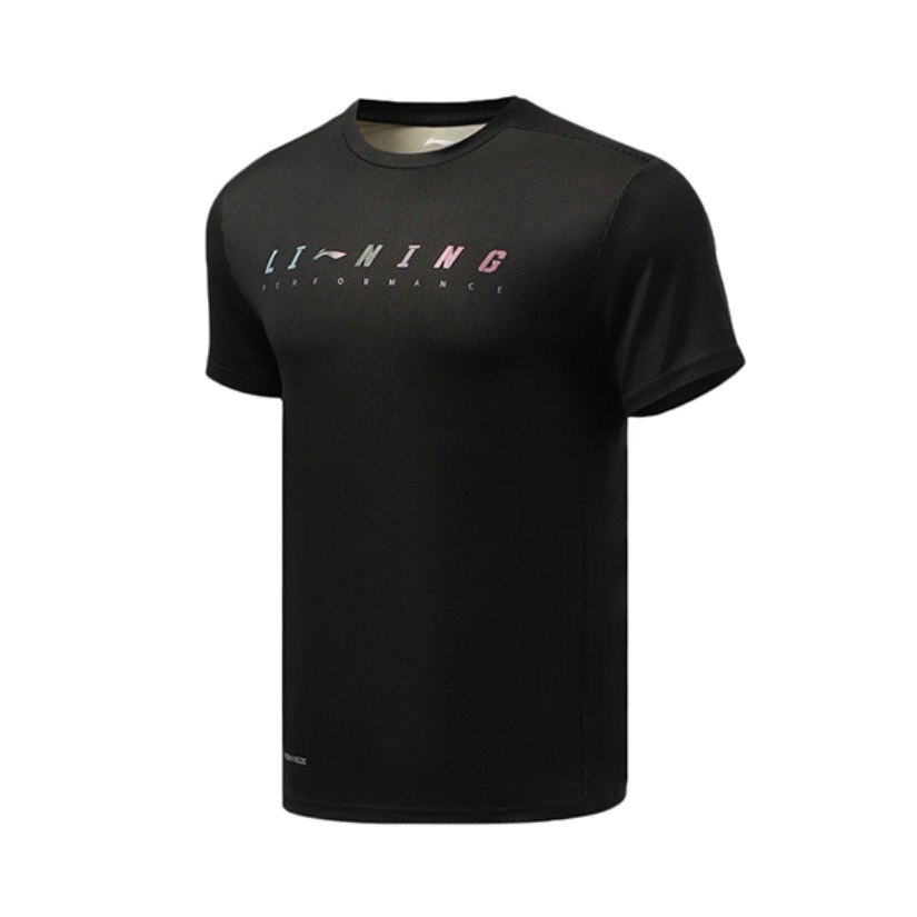 Li Ning 男子圆领透气舒适徽标Logo字母印花短袖T恤 ATSR425