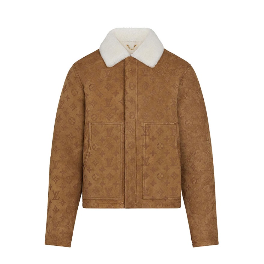 LOUIS VUITTON Monogram压纹羊毛拉链翻领夹克 男女同款