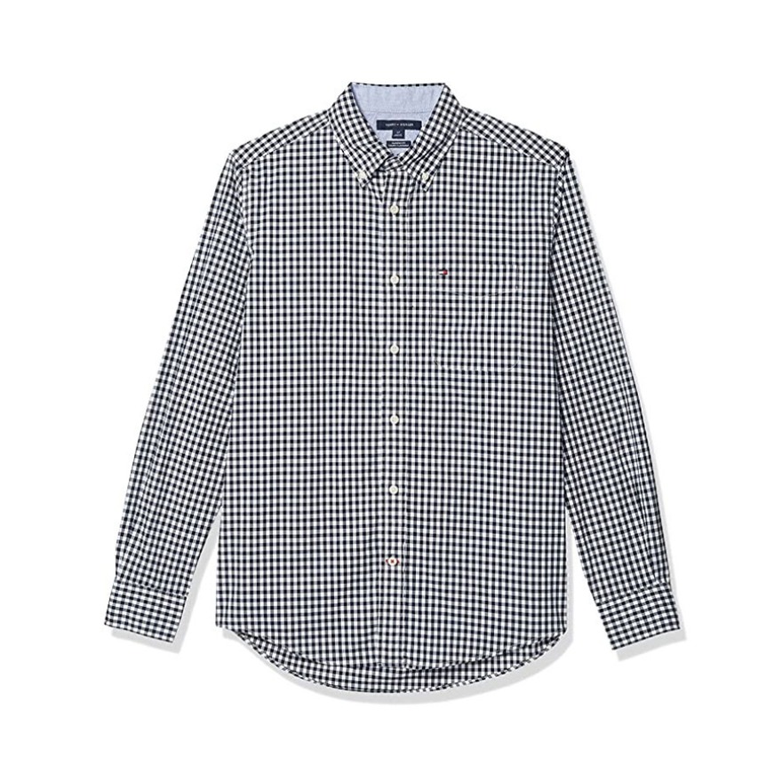 Tommy Hilfiger 商务格纹翻领长袖衬衫 7859792