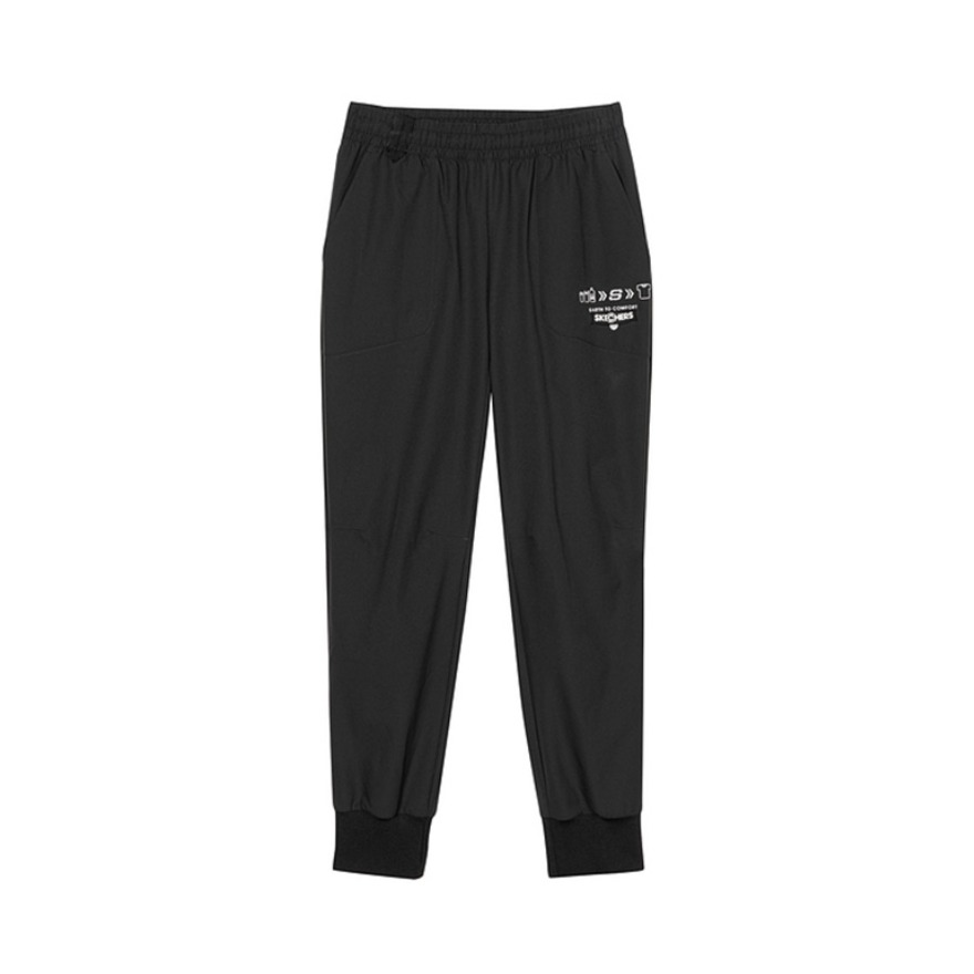 Skechers 梭织宽松运动束脚休闲长裤 L321W047