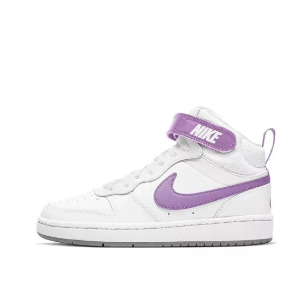 推荐商品：Nike Court Borough 2 板鞋 复古时尚支撑舒适百搭轻便防滑 GS/白色/紫色