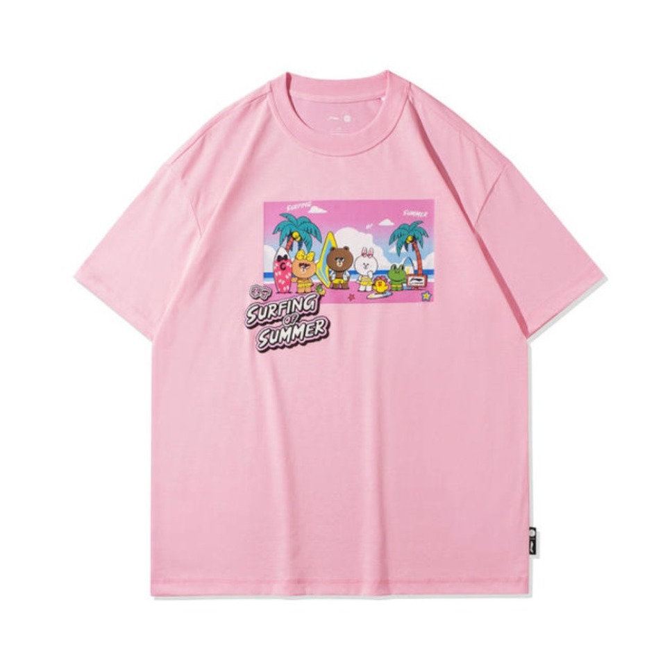 Li Ning x LINE FRIENDS 联名男女同款卡通图案短袖文化衫T恤 AHSR904