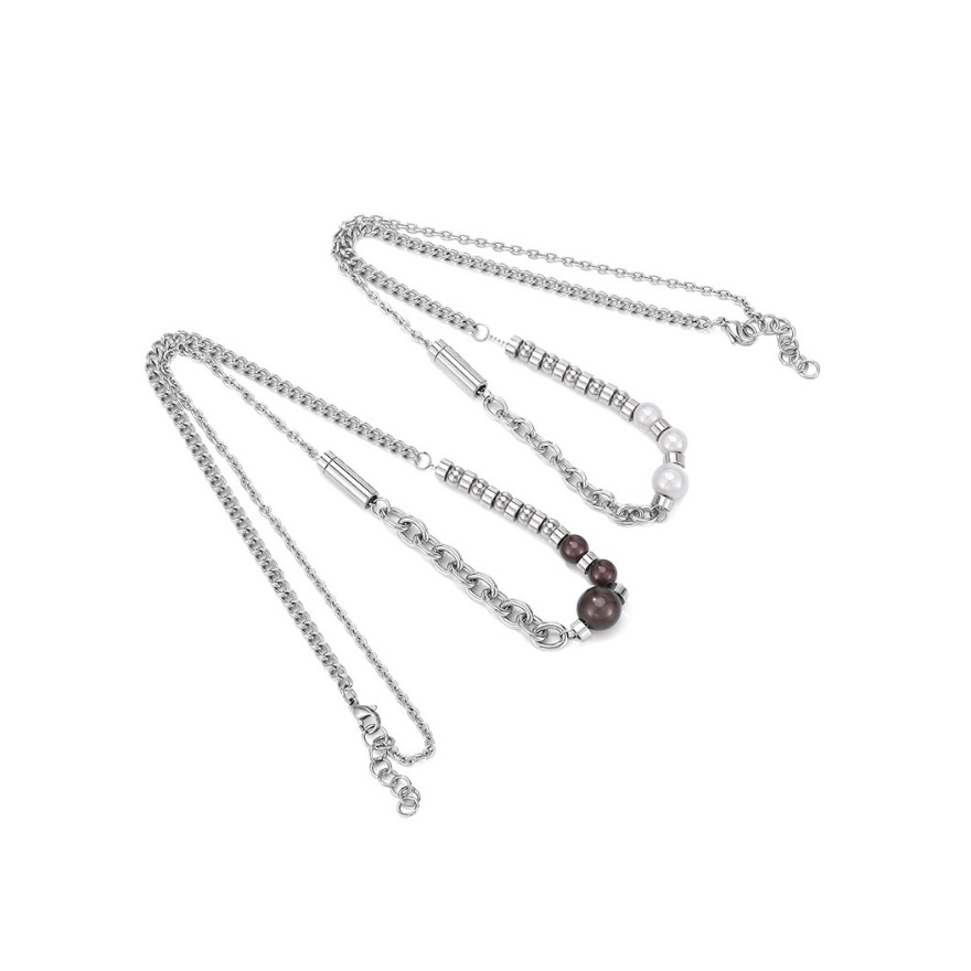 Genanx 圆珠花式吊坠可调节钛钢项链 A176